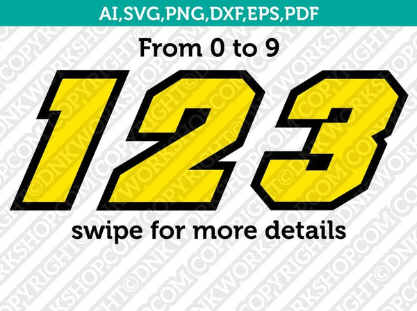 Supercross Motocross Racing Nascar Numbers SVG Vector Cricut Cut File