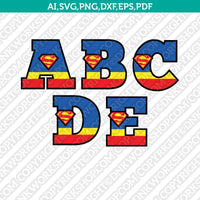 Superman Superhero Cartoon Letters Fonts Alphabet SVG Cut File Cricut Vector Sticker Decal Silhouette Cameo Dxf PNG Eps