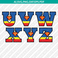 Superman Superhero Cartoon Letters Fonts Alphabet SVG Cut File Cricut Vector Sticker Decal Silhouette Cameo Dxf PNG Eps