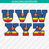 Superman Superhero Cartoon Letters Fonts Alphabet SVG Cut File Cricut Vector Sticker Decal Silhouette Cameo Dxf PNG Eps