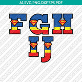 Superman Superhero Cartoon Letters Fonts Alphabet SVG Cut File Cricut Vector Sticker Decal Silhouette Cameo Dxf PNG Eps
