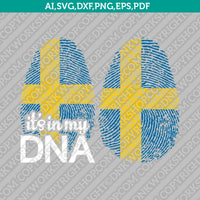 Sweden Its In My DNA Fingerprint SVG Vector Silhouette Cameo Cricut Cut File Clipart