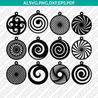 Wood Leather Acrylic Swirl Koru Spiral Earring Template SVG Pendant Cricut Laser Cut File Vector Png Eps Dxf