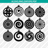 Wood Leather Acrylic Swirl Koru Spiral Earring Template SVG Pendant Cricut Laser Cut File Vector Png Eps Dxf