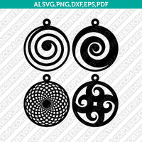 Wood Leather Acrylic Swirl Koru Spiral Earring Template SVG Pendant Cricut Laser Cut File Vector Png Eps Dxf