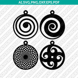 Wood Leather Acrylic Swirl Koru Spiral Earring Template SVG Pendant Cricut Laser Cut File Vector Png Eps Dxf