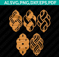 Woven Swirl Stripes Celtic Earring Template SVG Silhouette Cameo Vector Cricut Laser Cut File Png Eps Dxf