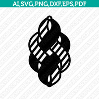 Woven Swirl Stripes Celtic Earring Template SVG Silhouette Cameo Vector Cricut Laser Cut File Png Eps Dxf