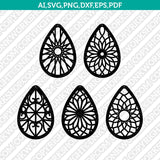 Teardrop Ornament Earring template Laser Cut File Vector Clipart Png Dxf Eps
