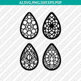 Teardrop Ornament Earring template Laser Cut File Vector Clipart Png Dxf Eps