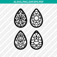 Teardrop Ornament Earring template Laser Cut File Vector Clipart Png Dxf Eps