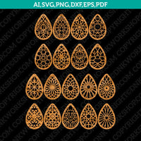 Teardrop Ornament Earring template Laser Cut File Vector Clipart Png Dxf Eps