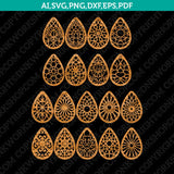 Teardrop Ornament Earring template Laser Cut File Vector Clipart Png Dxf Eps