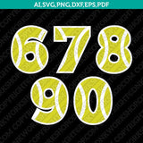 Tennis Ball Team Numbers SVG Cut File Cricut Vector Sticker Decal Silhouette Cameo Dxf PNG Eps
