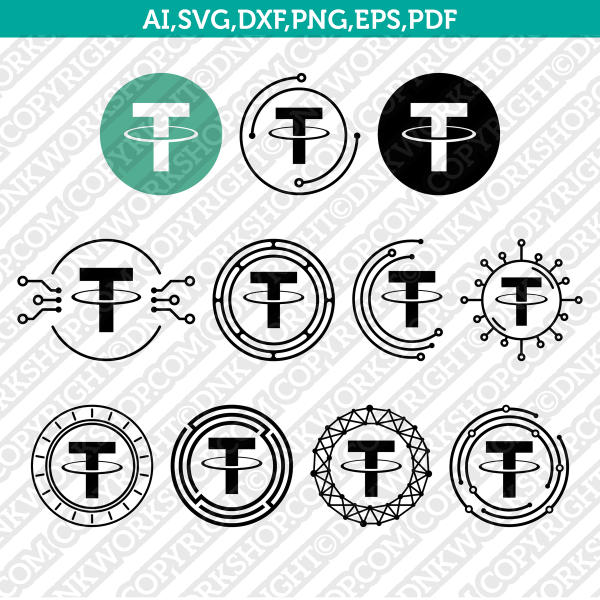 Tether USD Logo SVG Cryptocurrency Cricut CutFile Clipart Dxf Eps Png ...