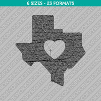 Texas State Map Heart Embroidery Design - 6 Sizes - INSTANT DOWNLOAD