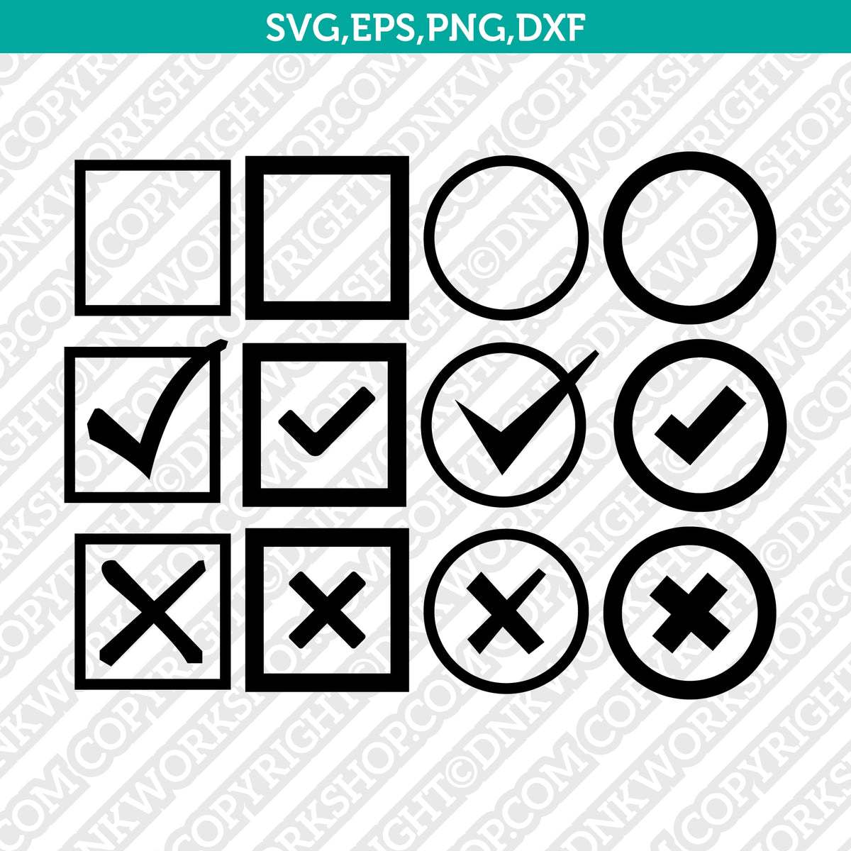 Check Mark & Checkbox Icons SVG | Tick Cross Cricut Files – DNKWorkshop