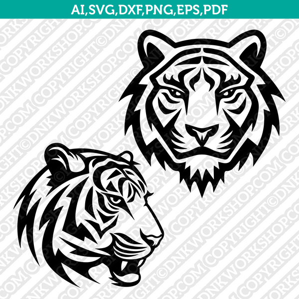 Tiger SVG Cut files, Tiger Clip Art Silhouette and Cricut