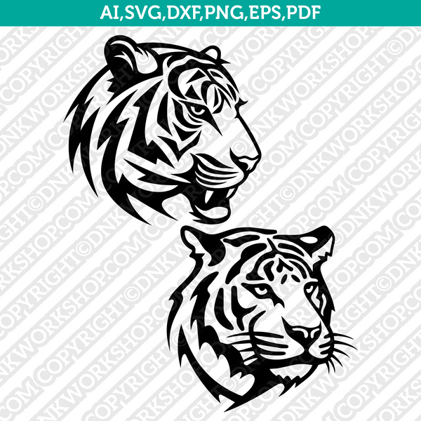 Tiger Head SVG Mascot Cut File Cricut Clipart Silhouette Png – DNKWorkshop