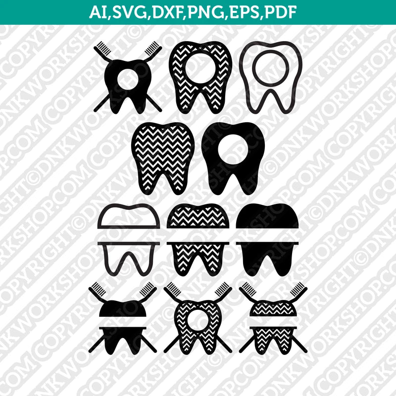 Tooth Monogram SVG Vector Cricut Cut File Clipart Png Eps Dxf – DNKWorkshop