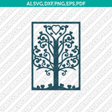 Tree Lace Wedding Invitation Template Quinceanera Christening SVG Laser Cut File Cricut Silhouette Cameo Eps Dxf Vector