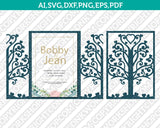 Tree Lace Wedding Invitation Template Quinceanera Christening SVG Laser Cut File Cricut Silhouette Cameo Eps Dxf Vector