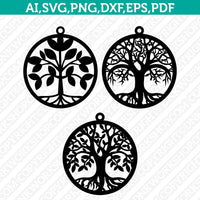 Tree of Life Earring Template Svg Silhouette Cameo Vector Cricut Laser Cut File Clipart Png Eps Dxf