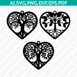 Tree of Life Earring Template Svg Silhouette Cameo Vector Cricut Laser Cut File Clipart Png Eps Dxf