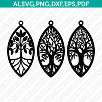 Tree of Life Earring Template Svg Silhouette Cameo Vector Cricut Laser Cut File Clipart Png Eps Dxf