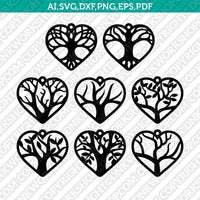 Tree of Life Heart Earring SVG Vector Silhouette Cameo Cricut Laser Cut File Clipart Eps Png Dxf