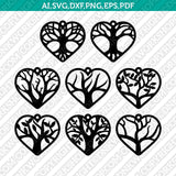 Tree of Life Heart Earring SVG Vector Silhouette Cameo Cricut Laser Cut File Clipart Eps Png Dxf