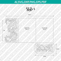 Tropical Leaves Heart Wedding Invitation Pocket Template Envelope Quinceanera Christening SVG Laser Cut File Cricut Silhouette Cameo Eps Dxf Vector