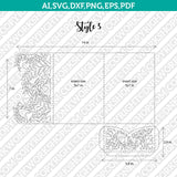 Tropical Leaves Heart Wedding Invitation Pocket Template Envelope Quinceanera Christening SVG Laser Cut File Cricut Silhouette Cameo Eps Dxf Vector