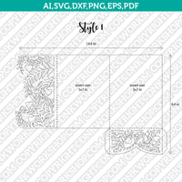 Tropical Leaves Heart Wedding Invitation Pocket Template Envelope Quinceanera Christening SVG Laser Cut File Cricut Silhouette Cameo Eps Dxf Vector