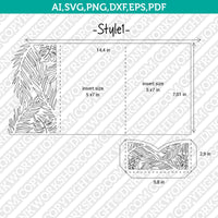 Tropical Leaves Leaf Floral Flower Wedding Invitation Pocket Template Envelope Quinceanera SVG Cut File Cricut Vector Silhouette Cameo Dxf PNG Eps