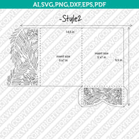 Tropical Leaves Leaf Floral Flower Wedding Invitation Pocket Template Envelope Quinceanera SVG Cut File Cricut Vector Silhouette Cameo Dxf PNG Eps
