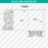 Tropical Leaves Leaf Floral Flower Wedding Invitation Pocket Template Envelope Quinceanera SVG Cut File Cricut Vector Silhouette Cameo Dxf PNG Eps