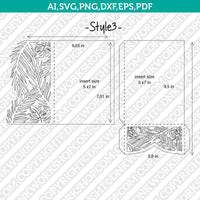 Tropical Leaves Leaf Floral Flower Wedding Invitation Pocket Template Envelope Quinceanera SVG Cut File Cricut Vector Silhouette Cameo Dxf PNG Eps