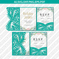 Tropical Leaves Leaf Floral Flower Wedding Invitation Pocket Template Envelope Quinceanera SVG Laser Cut File Cricut Silhouette Cameo Eps Dxf Vector