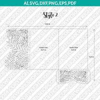 Tropical Leaves Leaf Floral Flower Wedding Invitation Pocket Template Envelope Quinceanera SVG Laser Cut File Cricut Silhouette Cameo Eps Dxf Vector
