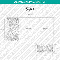 Tropical Leaves Leaf Floral Flower Wedding Invitation Pocket Template Envelope Quinceanera SVG Laser Cut File Cricut Silhouette Cameo Eps Dxf Vector