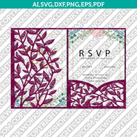 Rustic Tropical Leaves Leaf Floral Flower Wedding Invitation Pocket Template Envelope Quinceanera Christening Silhouette Cameo Cricut SVG Eps Dxf Laser Cut File