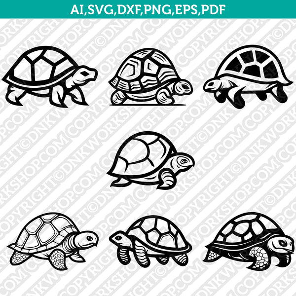 Turtle SVG Mascot Cut File Cricut Clipart Silhouette Png