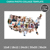 USA Map Photo Collage Template Canva PDF