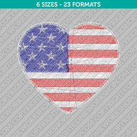 USA United States America Flag Heart Embroidery Design - 6 Sizes - INSTANT DOWNLOAD