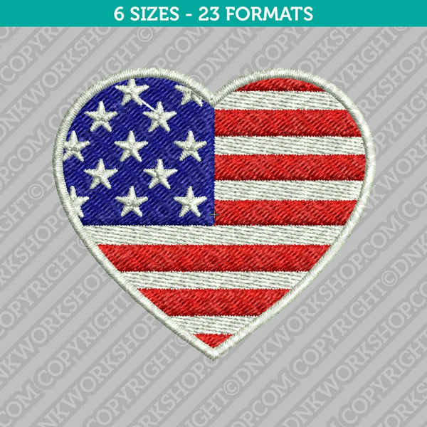 USA United States America Flag Heart Embroidery Design - 6 Sizes - INSTANT DOWNLOAD