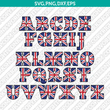 Union Jack United Kingdom Flag Number Alphabet SVG Vector Silhouette Cricut PNG
