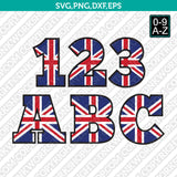 Union Jack United Kingdom Flag Number Alphabet SVG Vector Silhouette Cricut PNG