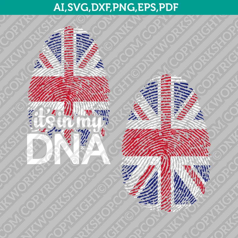 United Kingdom British It's In My DNA Fingerprint SVG Cut File Clipart ...
