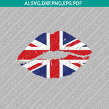 United Kingdom Lips Union Jack British UK Flag In Shape of Heart SVG Vector Silhouette Cameo Cricut Cut File Clipart Dxf Png Eps
